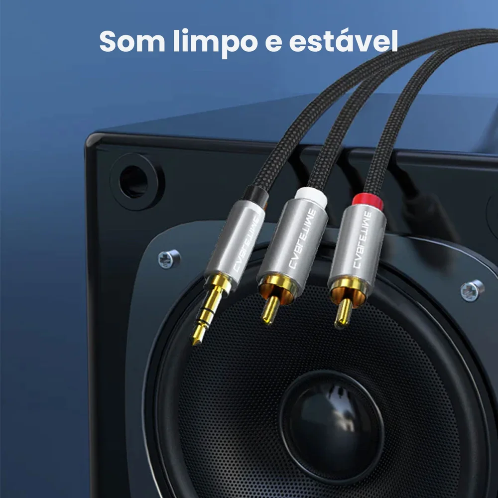 Imagem 3 de 5 do produto Cabo Auxiliar P2 Áudio Estéreo Para Rca Som Dj 1m Cabletime