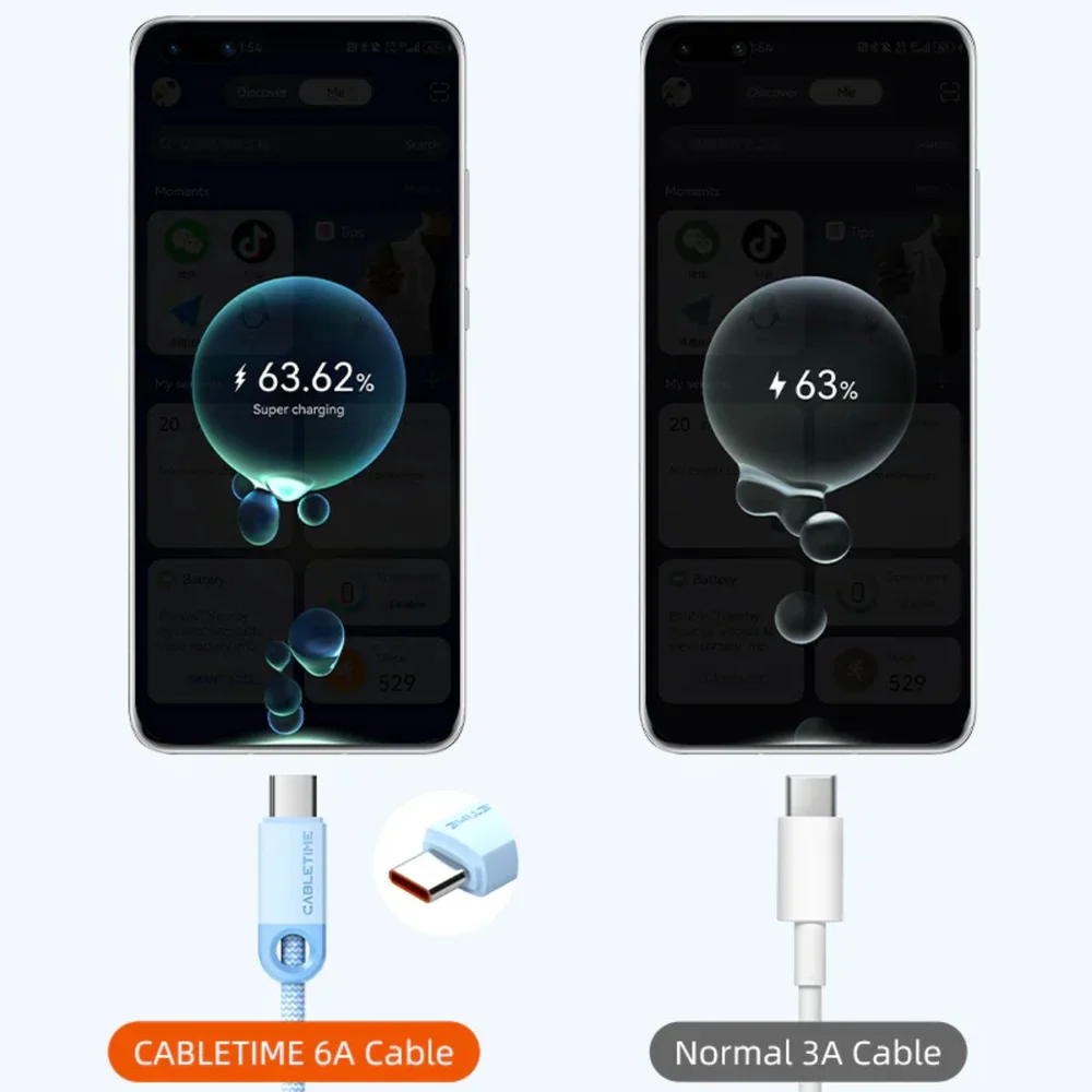 Imagem 2 de 5 do produto Cabo Usb Para Usb C Carregador Turbo 6a 66W Preto 1m