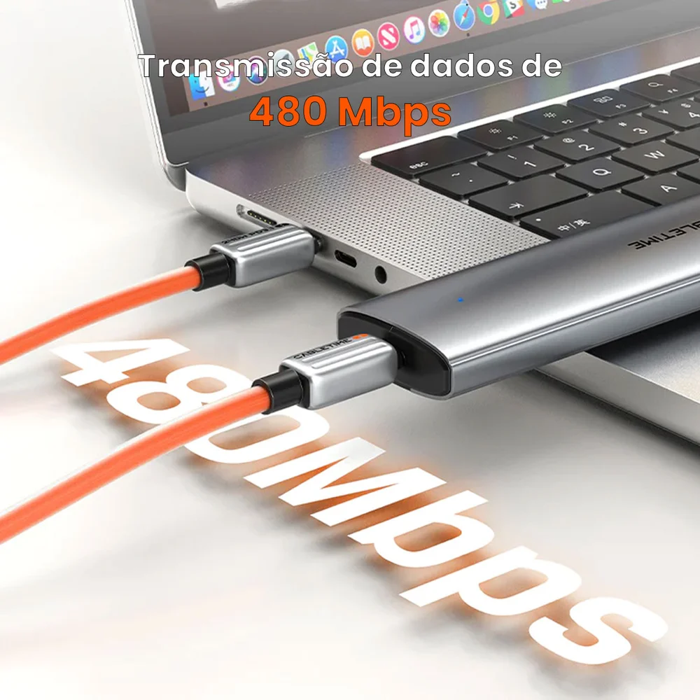 Imagem 4 de 5 do produto Cabo Carregador Usb C Alta Velocidade Turbo 240w Azul 2m