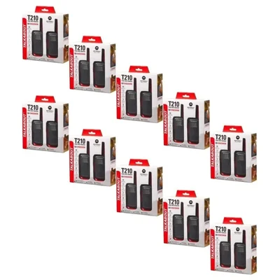 Kit 10 Pares Radio Comunicador Motorola T210br Vermelho E Preto