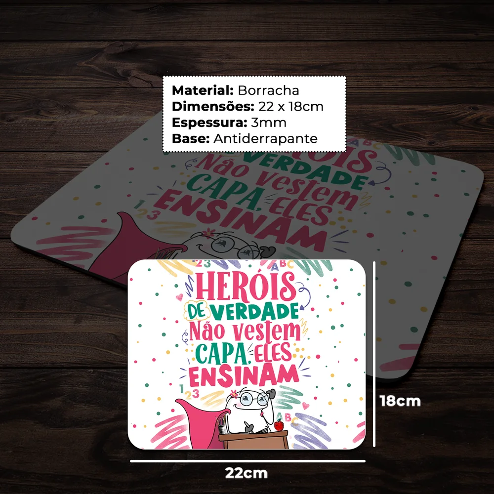 Imagem 4 de 4 do produto Mouse Pad Flork Professora - Heróis De Verdade, Ensinam