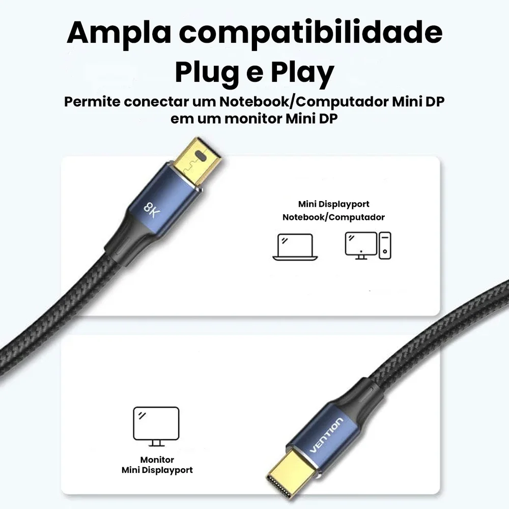Imagem 4 de 5 do produto Cabo Mini Displayport Dp Thunderbolt Para Macbook 2m Vention