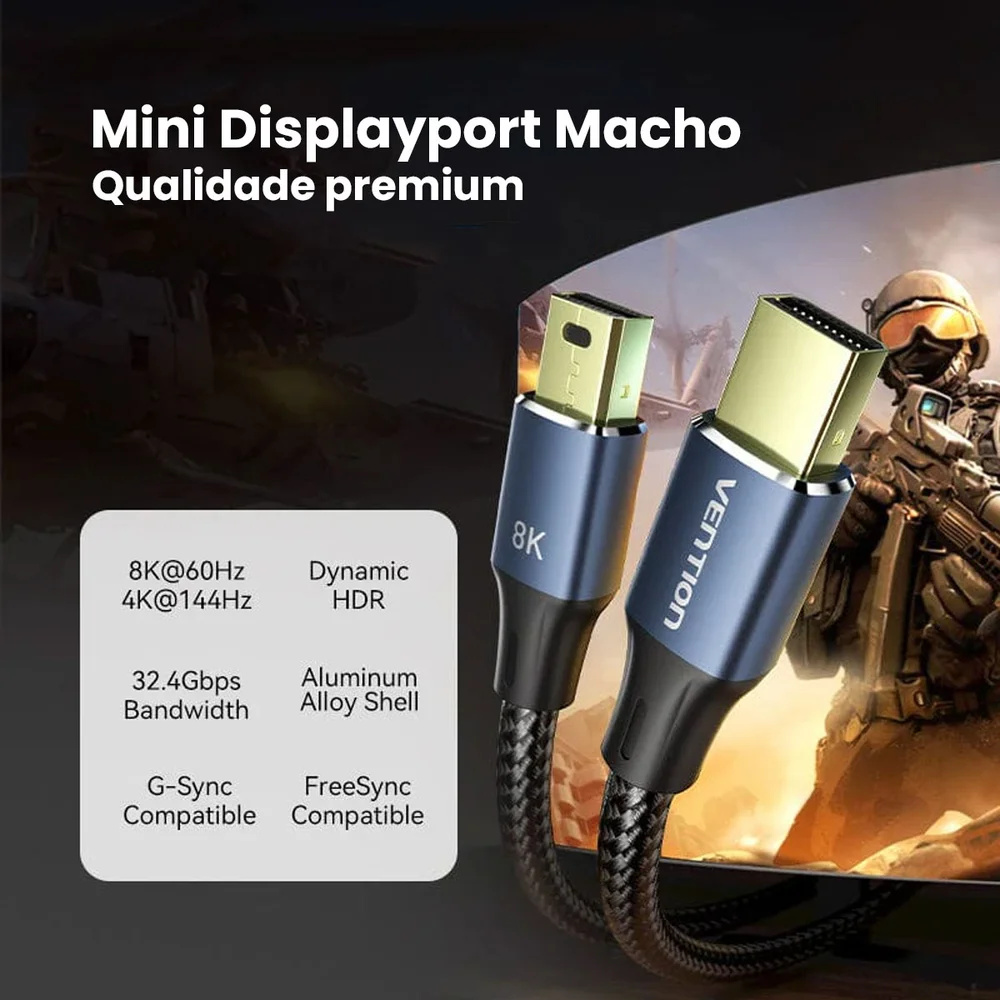Imagem 5 de 5 do produto Cabo Mini Displayport Dp Thunderbolt Para Macbook 2m Vention