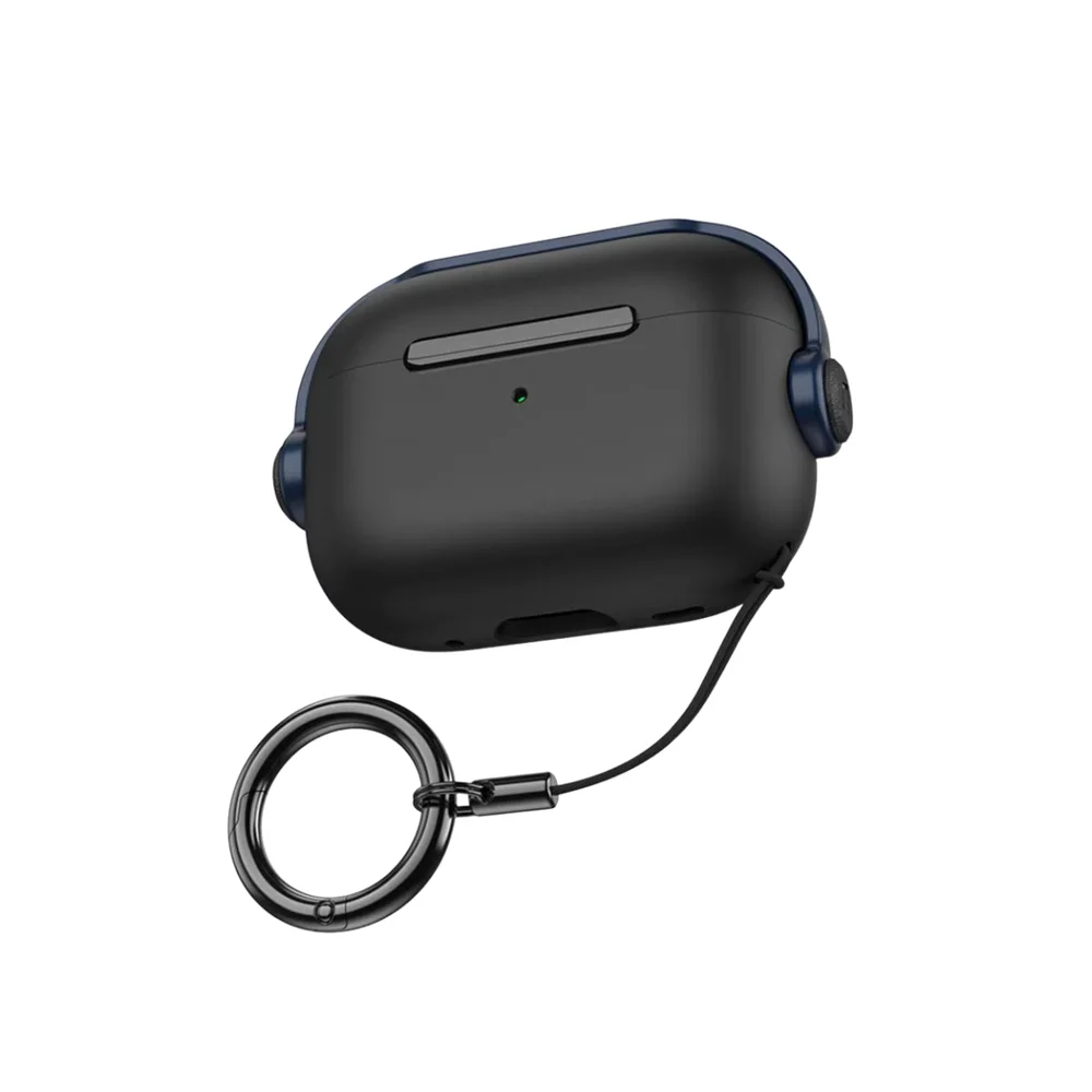 Capa Music Para Airpods 4, Preta Com Detalhe Azul