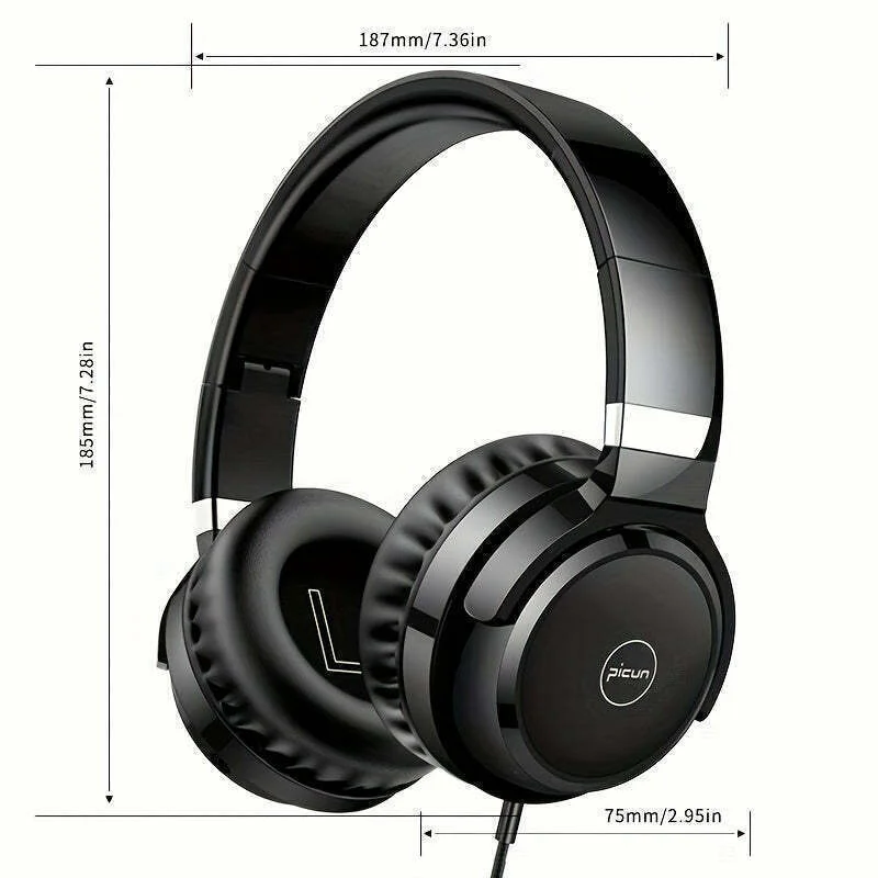 Imagem 4 de 5 do produto Fones De Ouvido Picun C60 Com Microfone Leves E Dobraveis - Preto