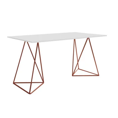 Escrivinha Mesa Bela Vista Cobre E Tampo Branco - Cor: Branco