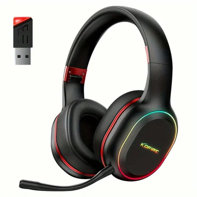 Fone Kofire Ug05 Sem Fio Jogue 30h Com Alta Definição Com Baixa Latência - Preto Vermelho