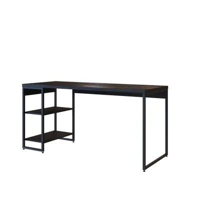 Mesa C/estante Baixa 150x64x75cm C/02 Prateleiras Preto Ônix / Preto Ônix /