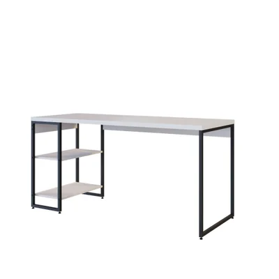 Mesa C/estante Baixa 150x64x75cm Com 02 Prateleiras Branco Chess /