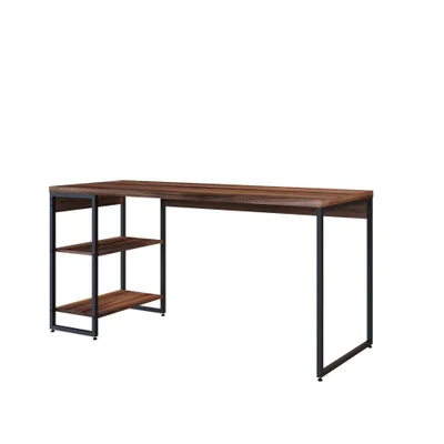 Mesa C/estante Baixa 150x64x75cm Com 02 Prateleiras Nogal /