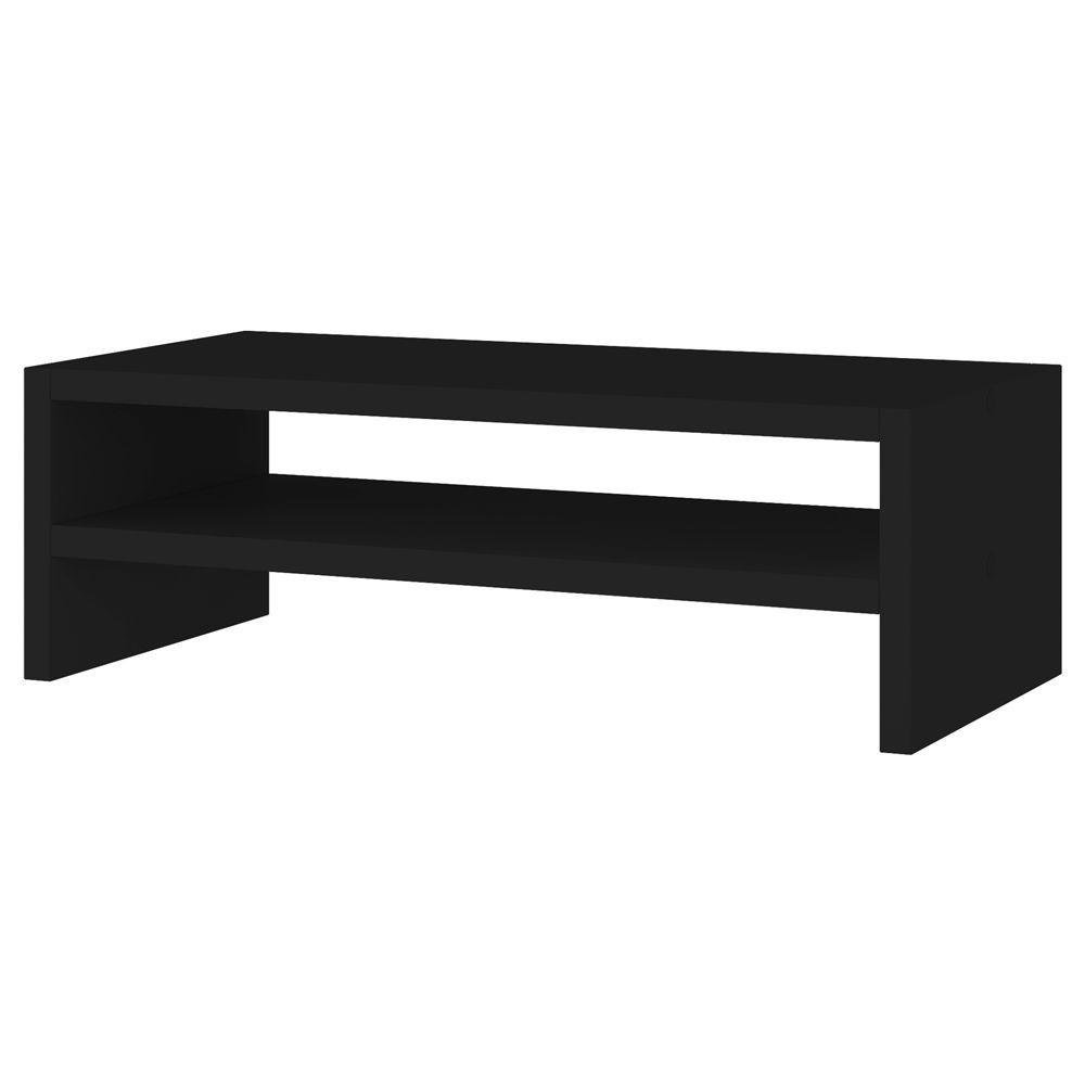 Base Suporte Stand Para Monitor Setup Soft Elevado 45x15cm Em 100% Mdf Preto - Abmaza