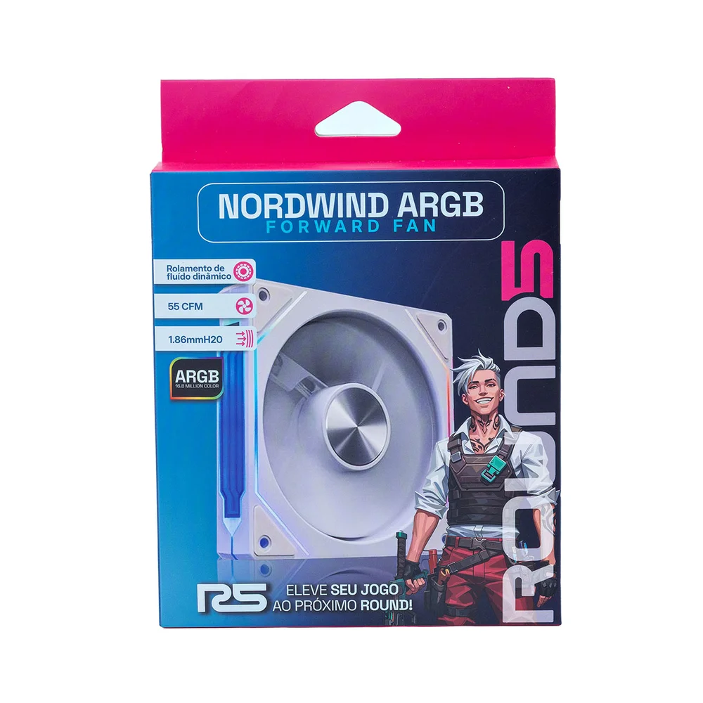 Cooler Fan Round5 Nordwind Forward, 120mm, ARGB, PWM, Fluído, Branco - R5-Nordwind-Fw-W-2197 7