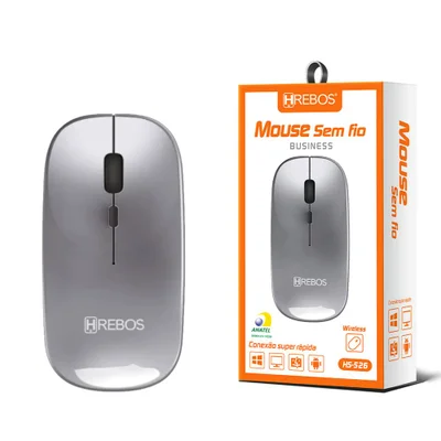 Mouse Sem Fio Hrebos Hs-526 Wireless 2.4ghz Usb Prata Dpi Ajustável 800/1200/1600 Business