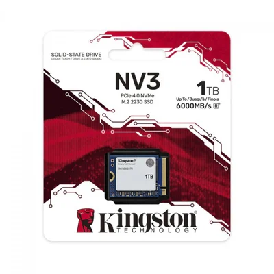 SSD M.2 1TB Kingston Nv3 Mini 2230 Nvme PCie 4.0 Snv3sm3/1t0 6000/4000 Mb/s