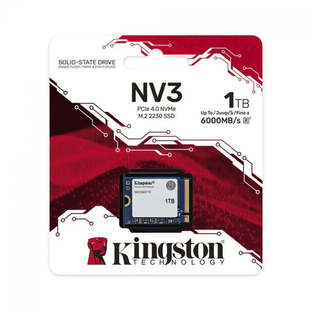 SSD M.2 1TB Kingston Nv3 Mini 2230 Nvme PCie 4.0 Snv3sm3/1t0 6000/4000 Mb/s