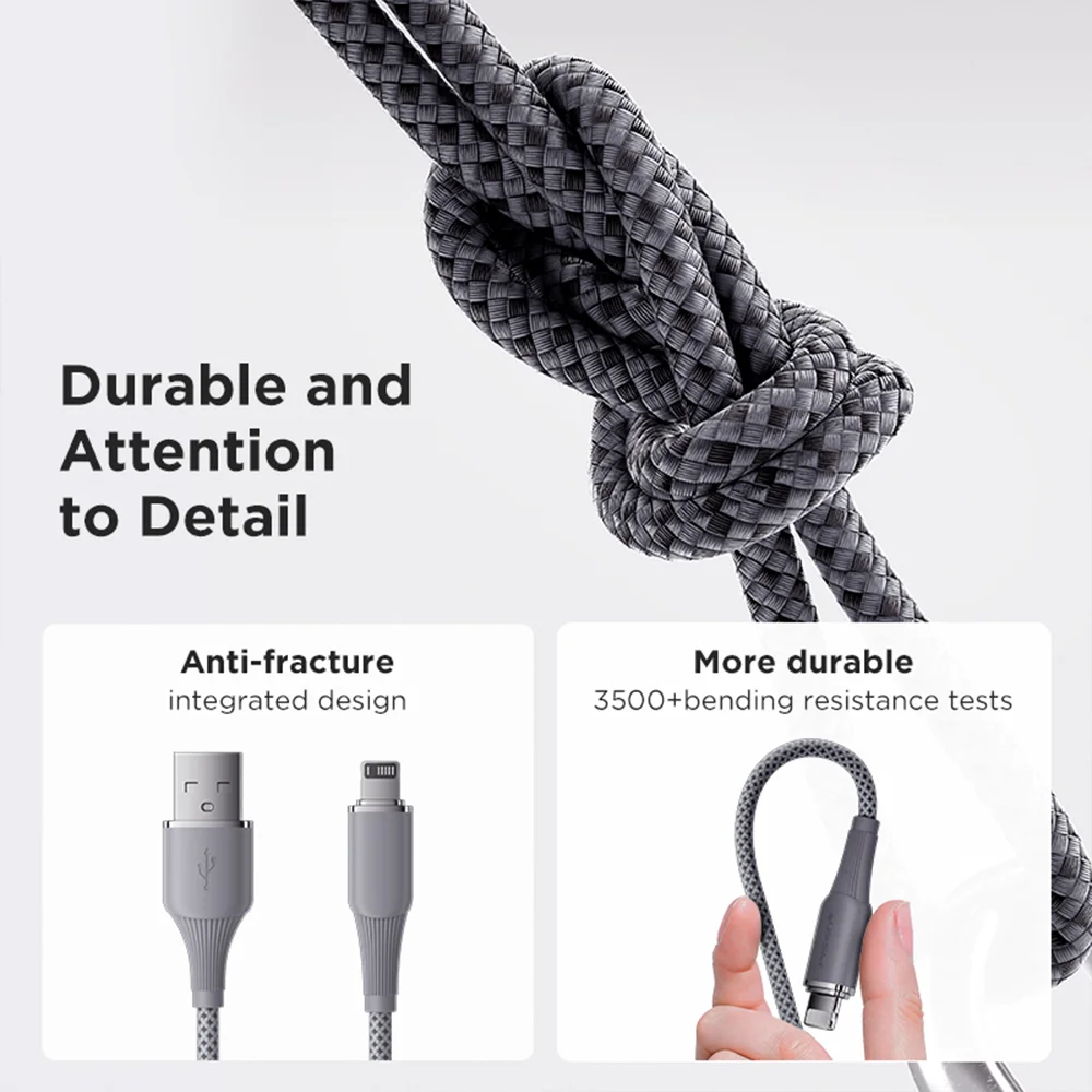 Imagem 2 de 5 do produto Cabo Usb-a Para Lightning Pisen Macho 12w 1metro Cinza