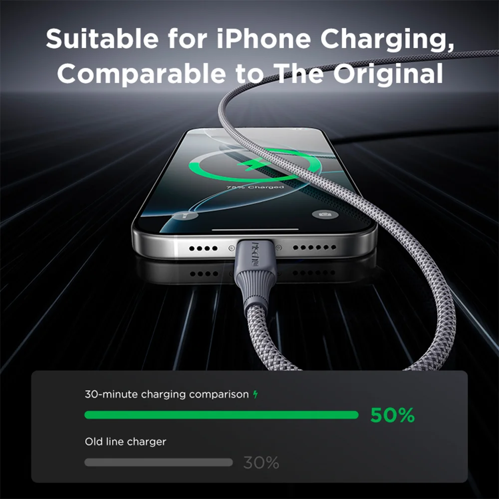 Imagem 3 de 5 do produto Cabo Usb-a Para Lightning Pisen Macho 12w 1metro Cinza