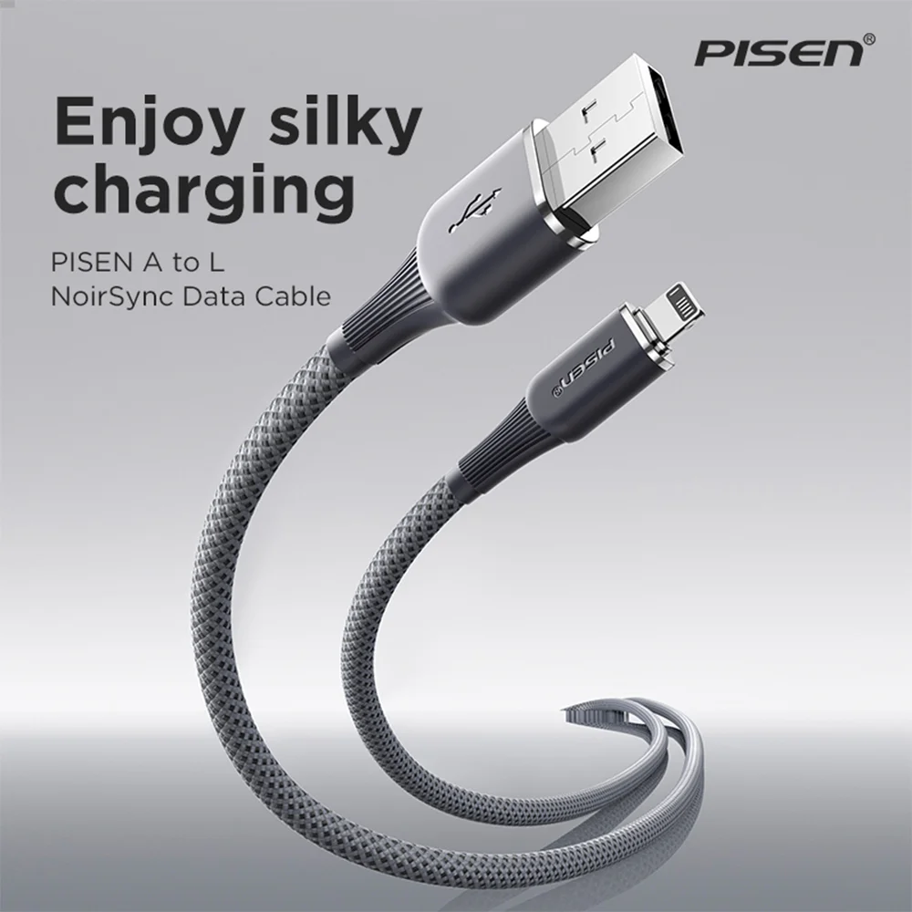 Imagem 4 de 5 do produto Cabo Usb-a Para Lightning Pisen Macho 12w 1metro Cinza