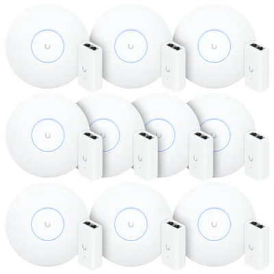 10 U6 Pro Ubiquiti Com 10 Fontes 48v 15w | 10 Roteadores Wifi 6 Access Point 5gbps + 10 Injetores Poe