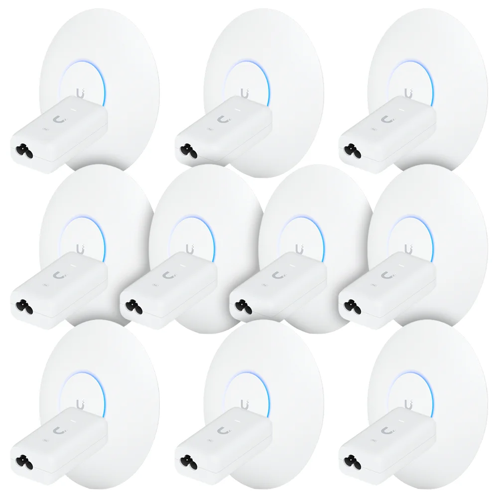 Imagem 2 de 5 do produto 10 U6 Pro Ubiquiti Com 10 Fontes 48v 15w | 10 Roteadores Wifi 6 Access Point 5gbps + 10 Injetores Poe