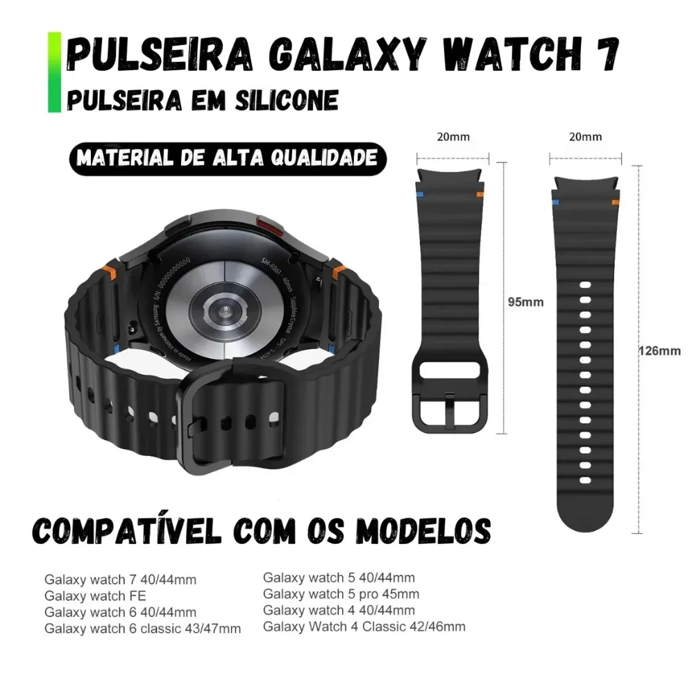 Imagem 5 de 5 do produto Multiira Smartwatch Preta Ondas Moderna Para Watch 4 40/44