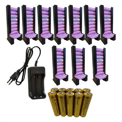 10 Suporte Com Capacidade Para 10 Baterias Cada E 10 Baterias De Alta Durabilidade Enviamos Hoje Mesmo - Kit 1