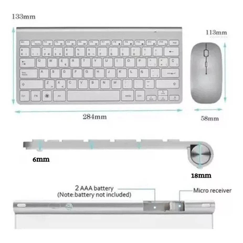Imagem 3 de 5 do produto Kit Teclado E Mouse Sem Fio H'maston Usb 2.4ghz Wireless