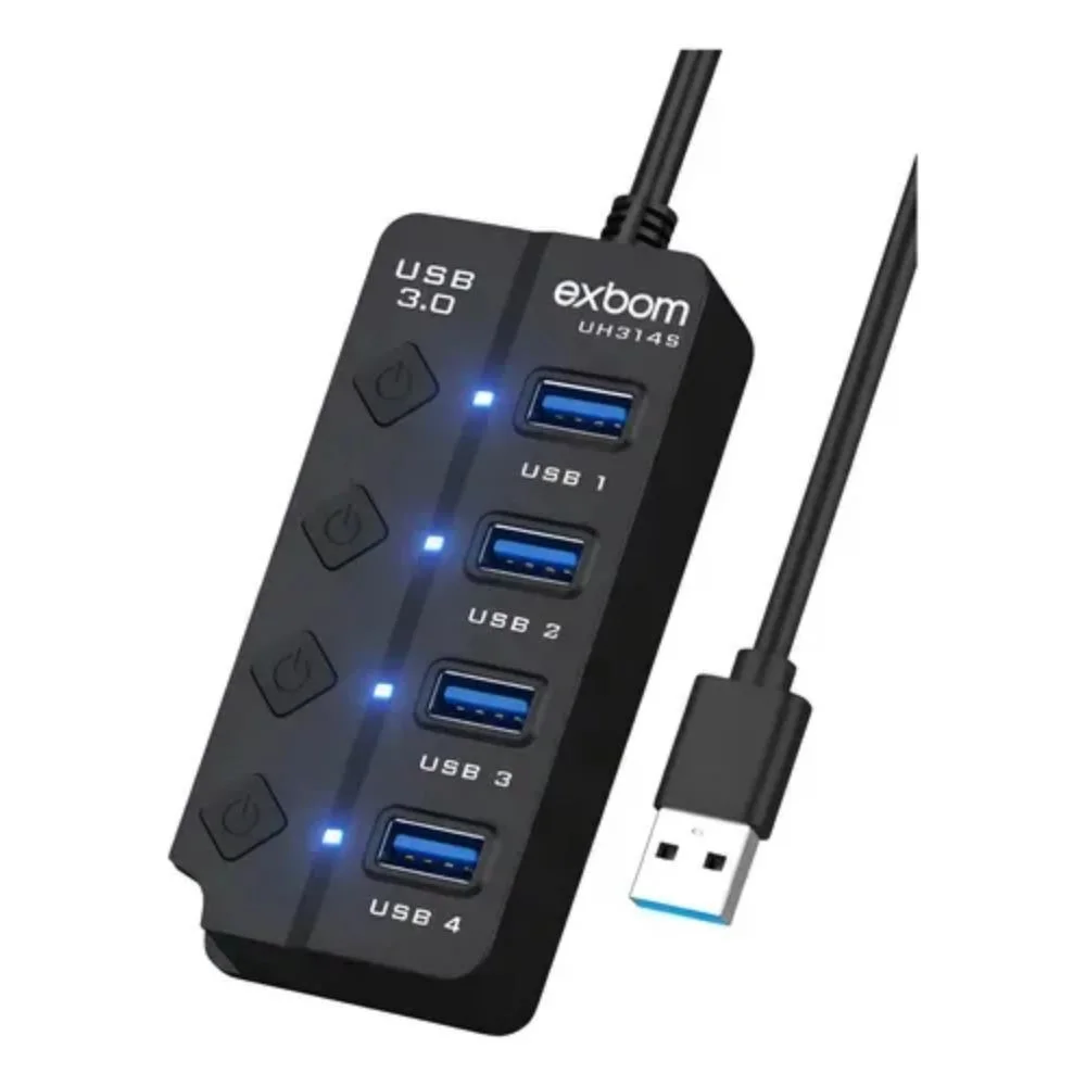 Imagem 4 de 5 do produto Hub De Expansão Usb 3.0 4 Em 1 On E Off Interruptor 4 Portas
