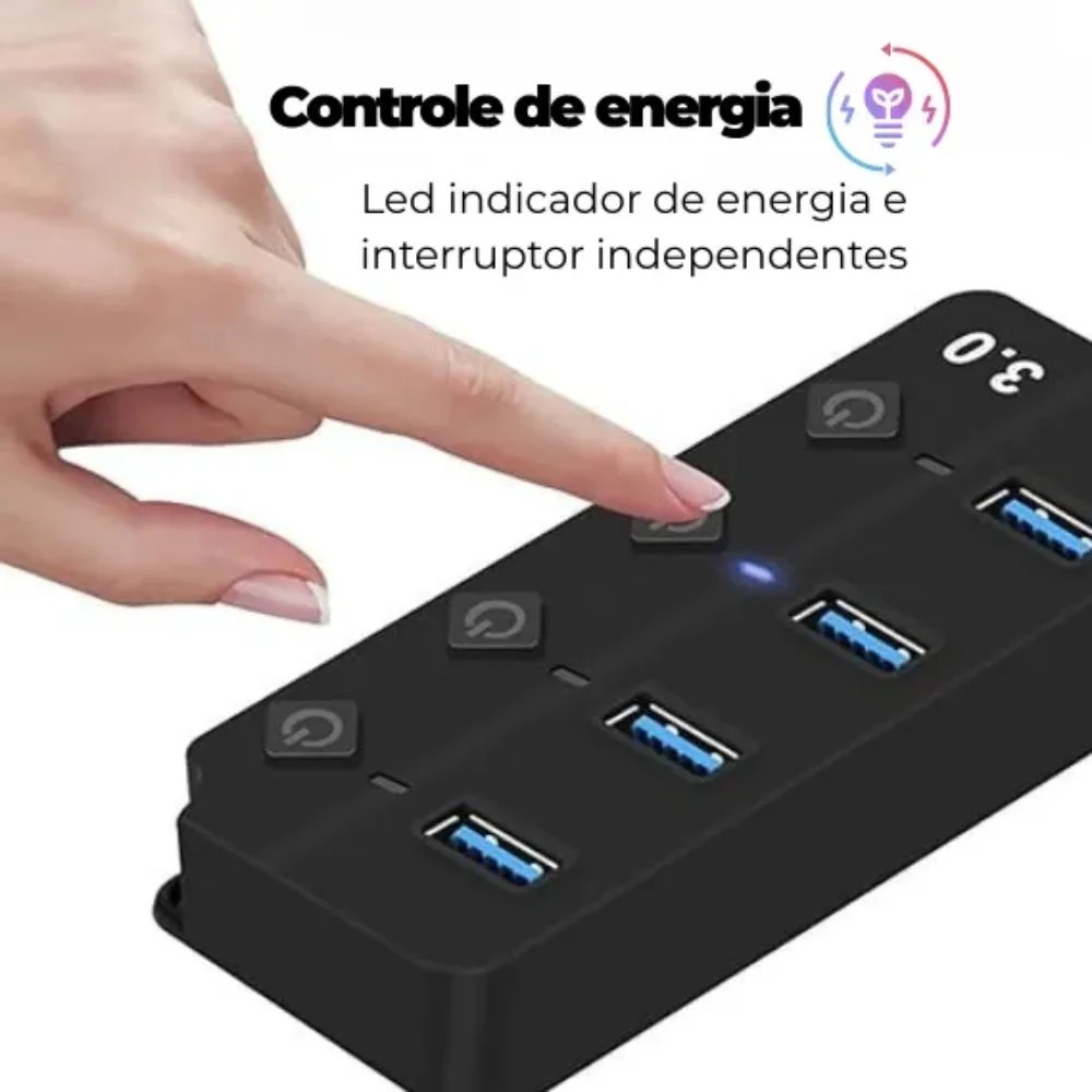 Imagem 5 de 5 do produto Hub De Expansão Usb 3.0 4 Em 1 On E Off Interruptor 4 Portas