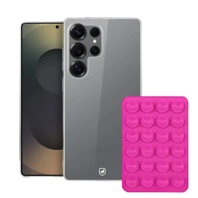 Capa Crystal Slim Para Samsung Galaxy S25 Ultra+ventosa Rosa