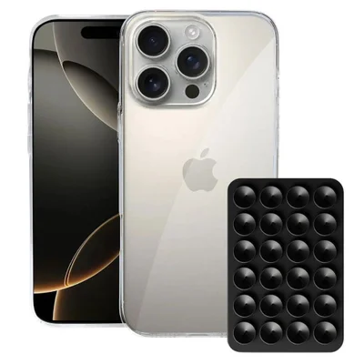 Capinha Crystal Slim Do Iphone 16 Pro  Ventosa Preta Gshield