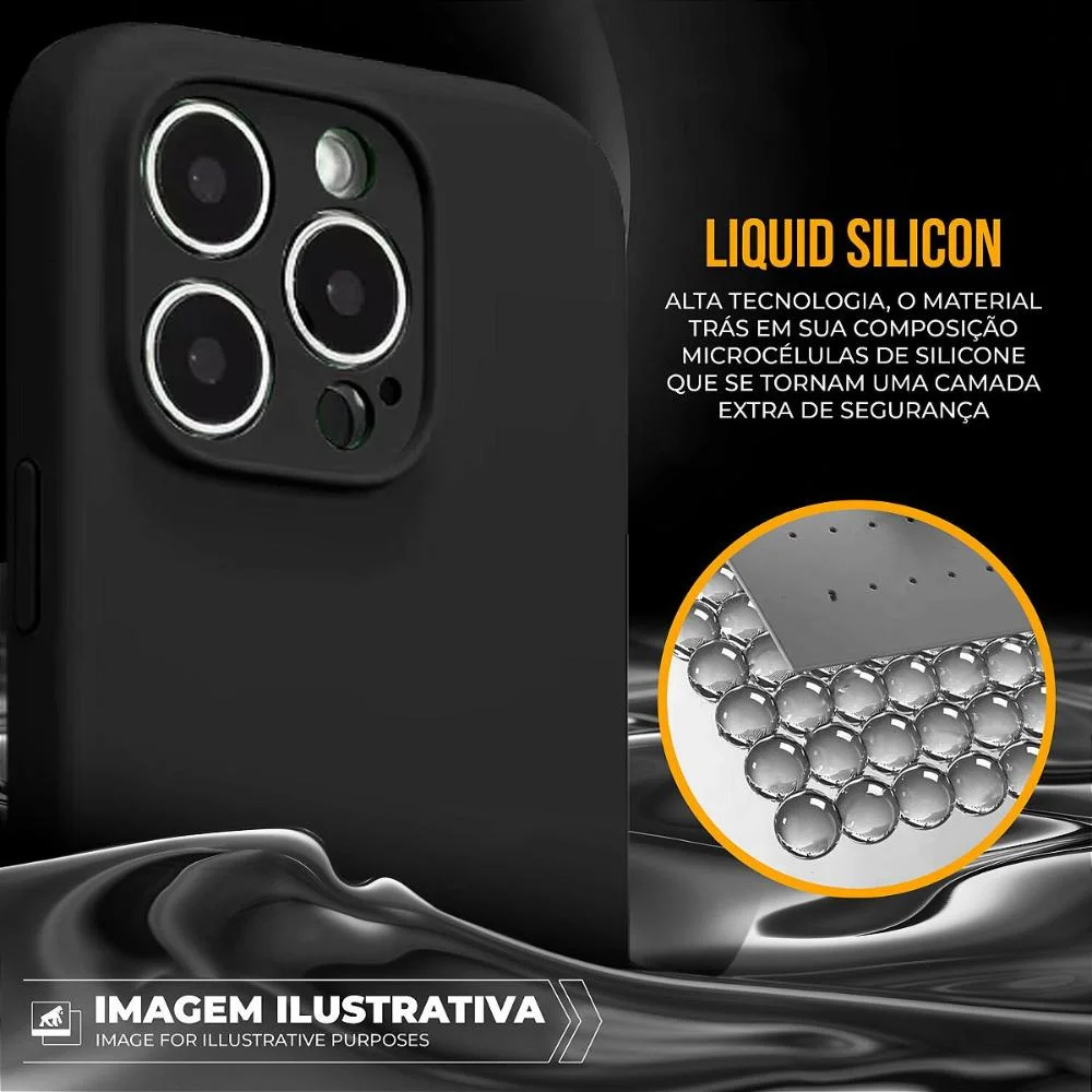 Imagem 2 de 5 do produto Capa Case Capinha Para Iphone 16 Pro - Silicon Premium Preta - Gshield