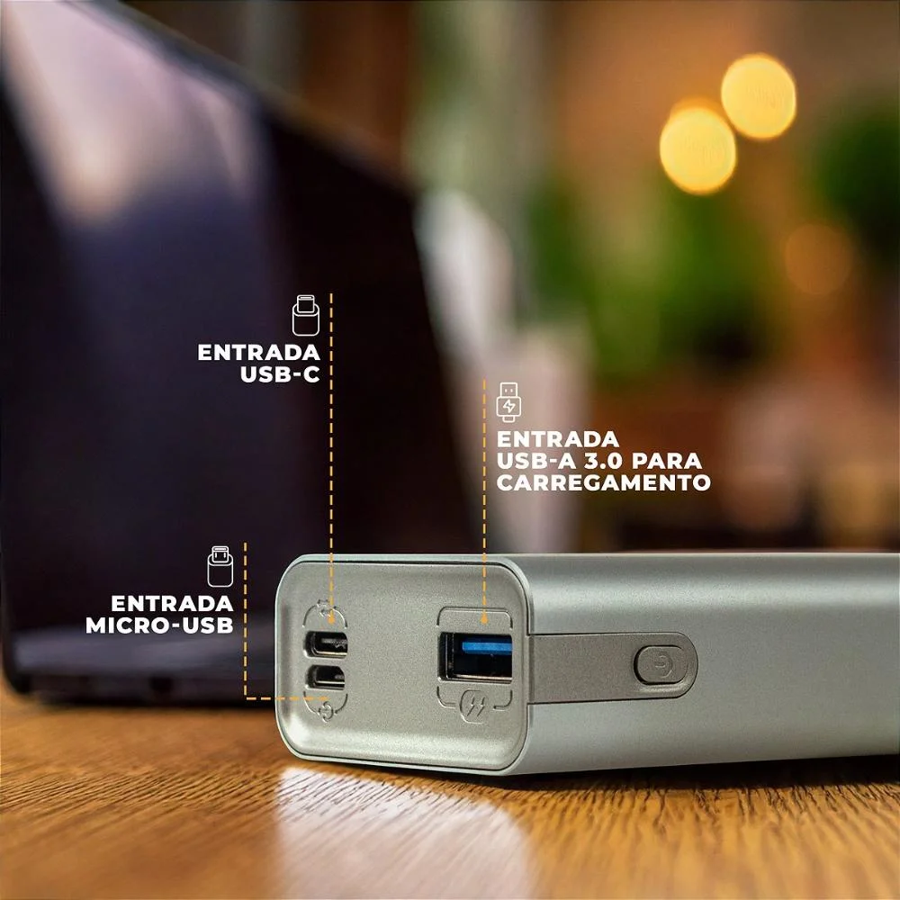 Imagem 2 de 5 do produto Carregador Portátil Para Notebook 45w - Discovery - Titanium Cinza - Gshield