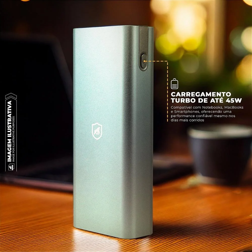 Imagem 4 de 5 do produto Carregador Portátil Para Notebook 45w - Discovery - Titanium Cinza - Gshield