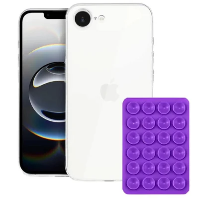 Kit Capa Crystal Slim Para Iphone 16e +  Ventosa - Lilás - Gshield