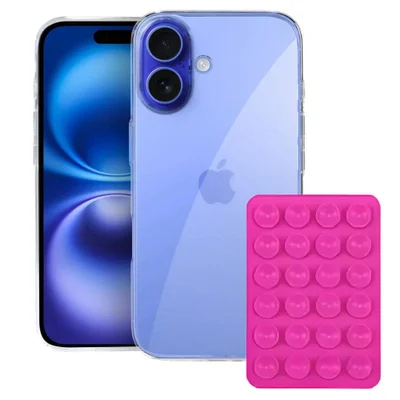 Kit Capa Crystal Slim Para Iphone 16 + Ventosa Rosa  Gshield