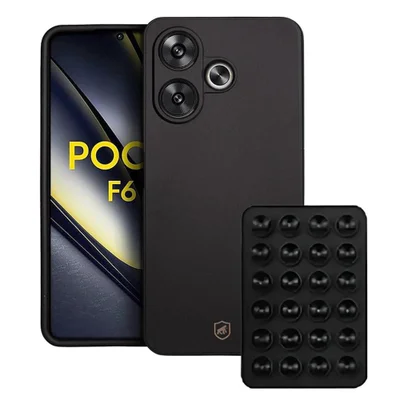 Kit Capa Silicon Veloz Para Xiaomi Poco F6 5g +  Ventosa - Preta - Gshield