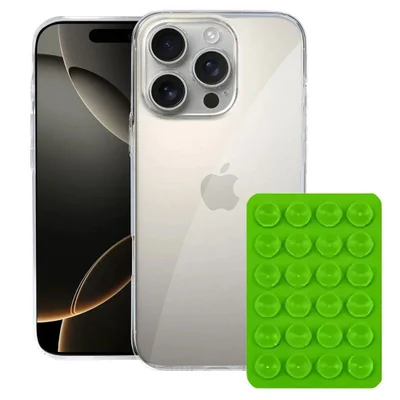 Kit Capa Crystal Slim Para Iphone 16 Pro +  Ventosa - Verde