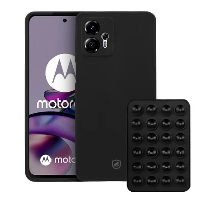 Kit Capa Silicon Veloz Para Motorola Moto G13 +ventosa Preta