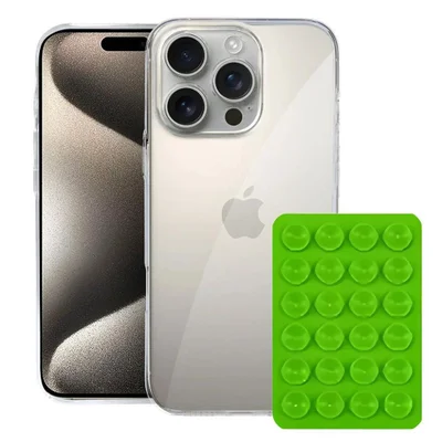 Kit Capa Crystal Slim Para Iphone 15 Pro +  Ventosa - Verde