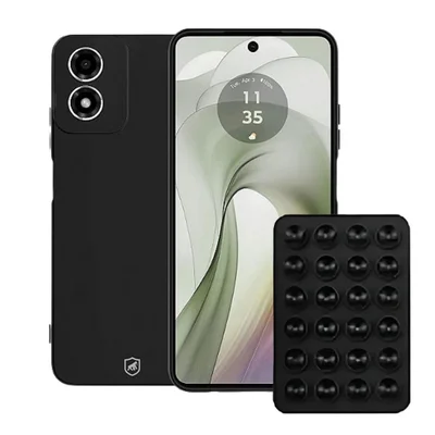 Kit Capa Silicon Veloz Para  Motorola Moto E14 Ventosa Preta