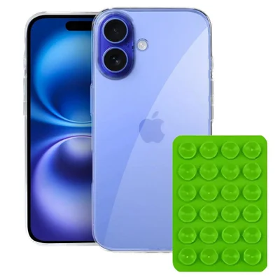 Kit Capa Crystal Slim Para Iphone 16 + Ventosa Verde Gshield