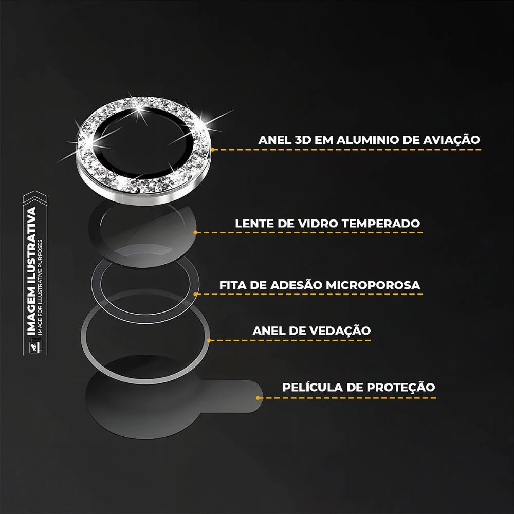 Imagem 5 de 5 do produto Protetor De Lente One Armor Para Iphone 16 / 16 Plus - Glitter - Gshield