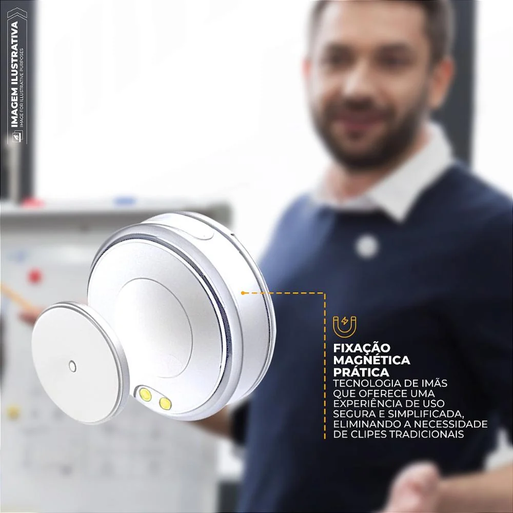 Imagem 4 de 5 do produto Microfone De Lapela Magnética Tipo C Com Adaptador Lightning - Armor - Branca - Gshield