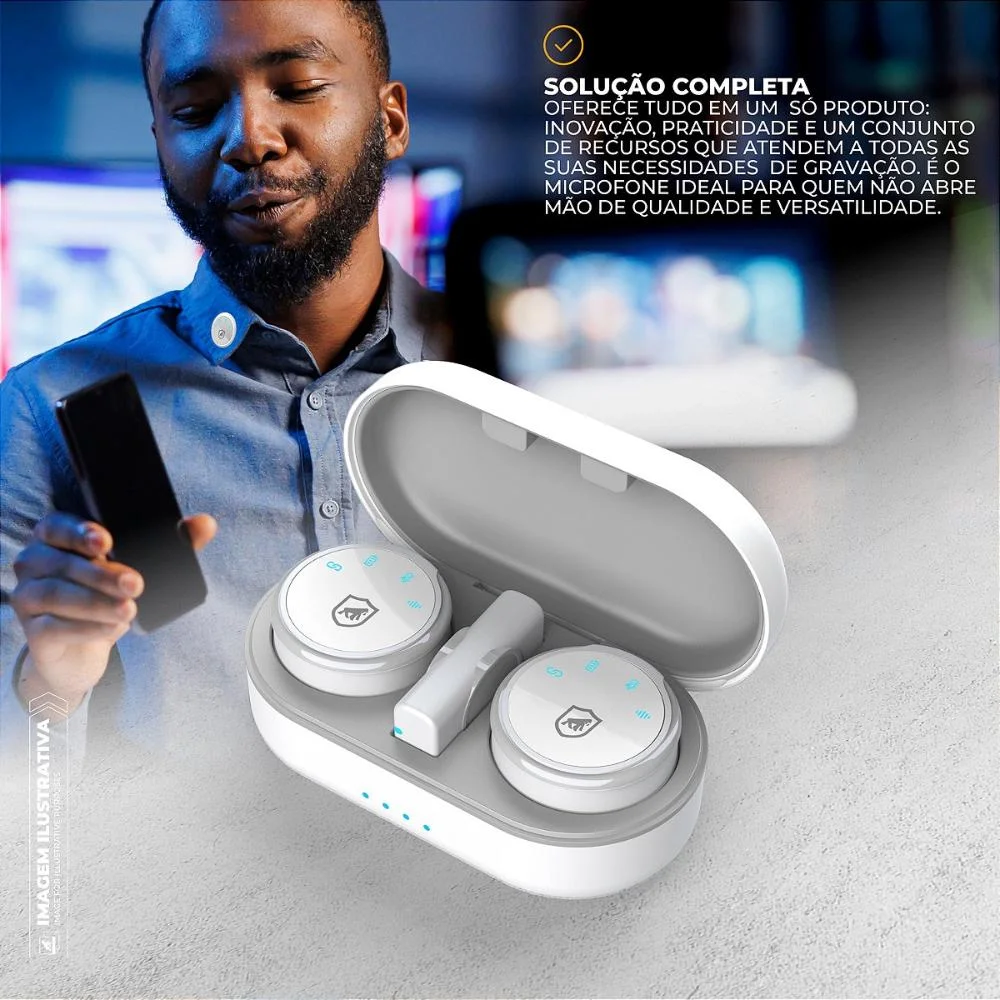 Imagem 5 de 5 do produto Microfone De Lapela Magnética Tipo C Com Adaptador Lightning - Armor - Branca - Gshield