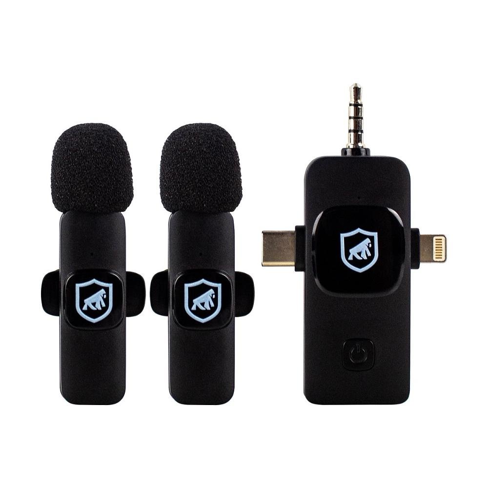 Microfone De Lapela 3 Em 1 - Armor - Tipo C / Lightning / P2 - Gshield