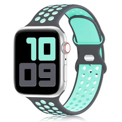Multiira De Silicone Esportiva Para Apple Watch - Verde Água Tamanho:38/40/41mm
