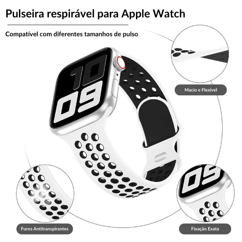 Imagem 4 de 5 do produto Multiira De Silicone Esportiva Para Apple Watch - Preto Tamanho:38/40/41mm
