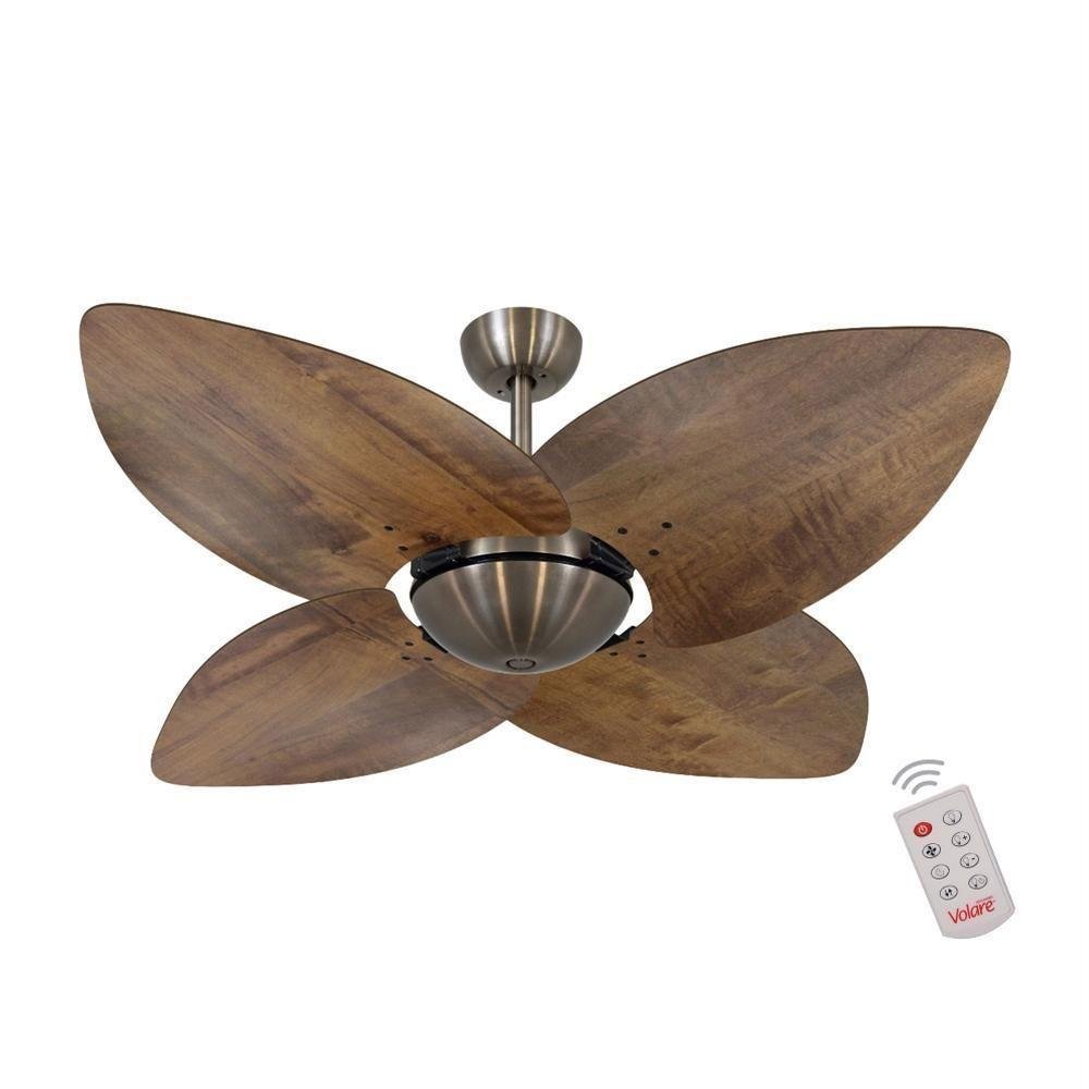 Ventilador De Teto Dormamu Bronze Office 4 Pás Rádica Imbuia 110v Com Controle
