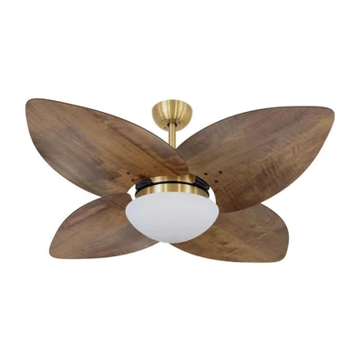 Ventilador De Teto Dormamu Dourado 4 Pás Rádica Imbuia 110v